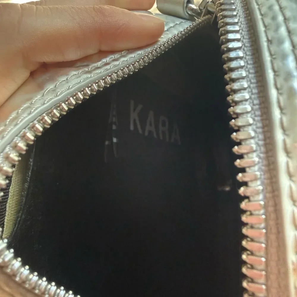 Kara ring cd crossbody Silver Circle Bag Metal Top Handle Mini Bag Hoop Handle